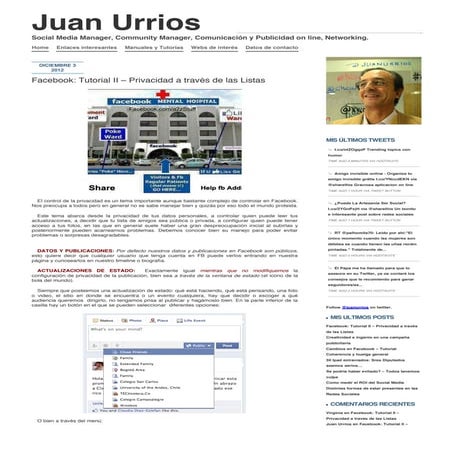 Juan urrios » facebook: tutorial ii – privacidad a través de las listas
