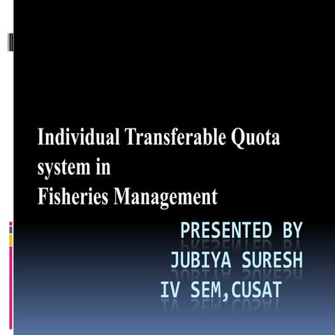 INDIVIDUAL TRANSFERABLE QUATA SYSTEM