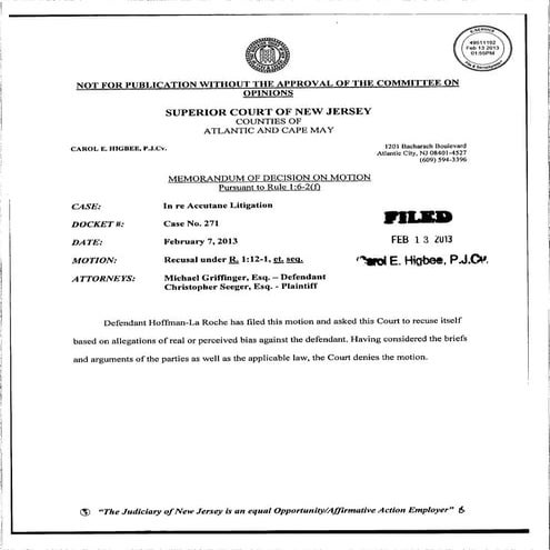 Judge Carol Higbee Recusal Order (Recuse) | PDF
