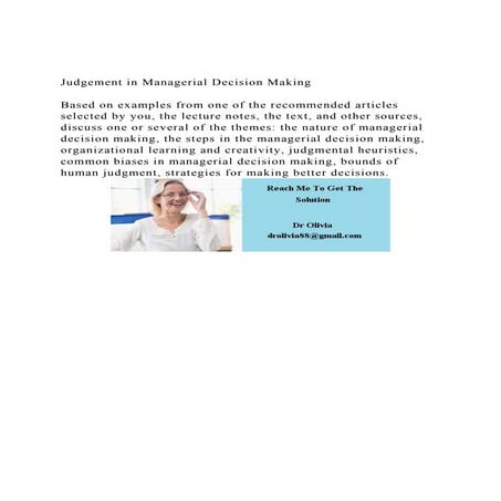Judgement in Managerial Decision MakingBased on examples fro.docx