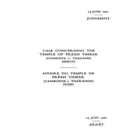 Judgment of Preah Vihea temple 15june1962 Eng. version