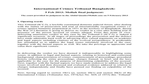 Judgment of kader mollah by ict.bd
