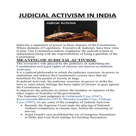Judicial activism in India ( Brief Notes )