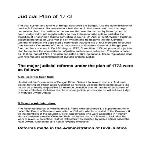 Judicial Plan of 1772.docx Judicial reform done by british