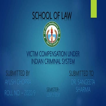 victim compensation under Indian criminal system