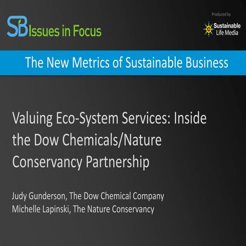 [Slidecast] Valuing Eco-System Services: Inside the Dow Chemicals/Nature Cons...