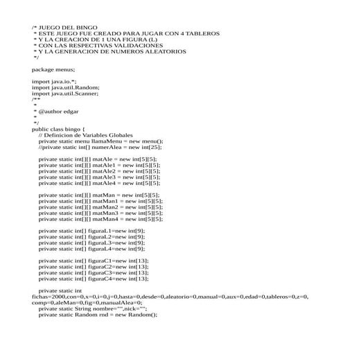 Juego Bingo - JAVA