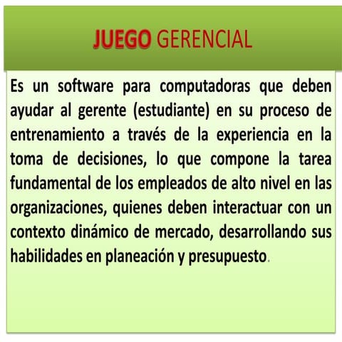 Juego gerencial diapositivas