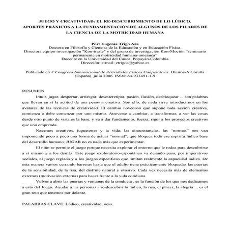 Juego y Creatividad. Centrod de Tecnología Educativa de Tacuarembó. 2010