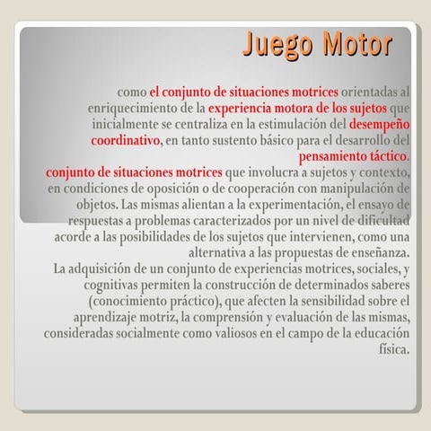 Juego motor concepto