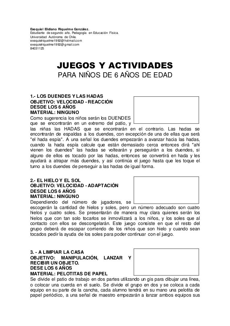 Juegos Y Actividades De Educacion Fisica Para Ninos De 6 Anos