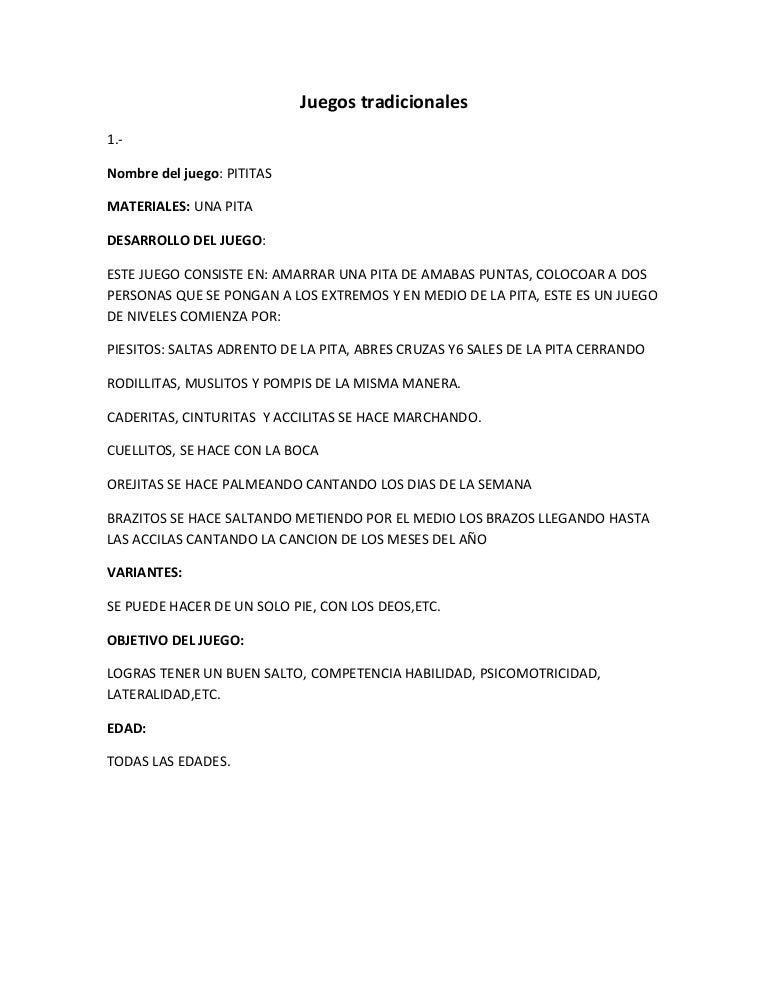 JUEGOS TRADICIONALES