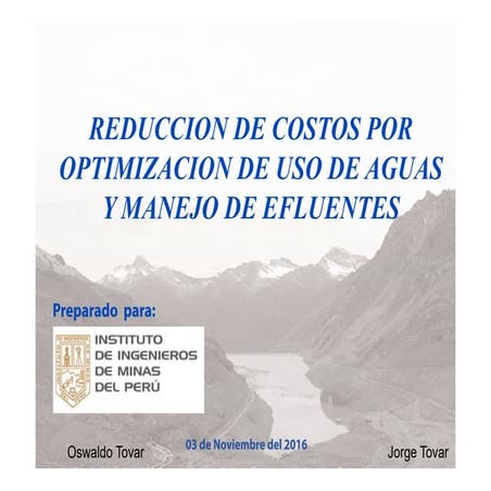 Reducción de Costos por Optimización en Uso de Aguas y Tratamiento de Efluentes