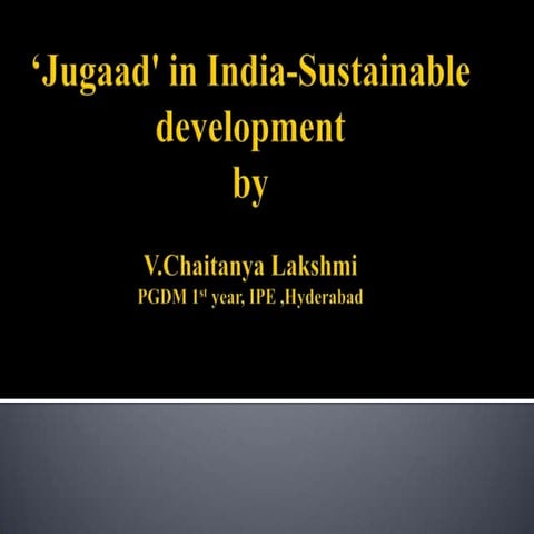 Jugaad' in india -Sustainable development