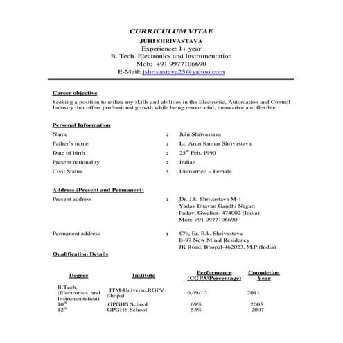 Resume(Juhi Shrivastava )