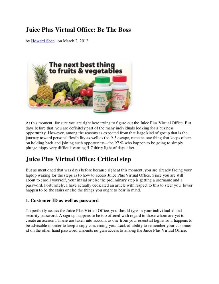 Juice plus virtual office