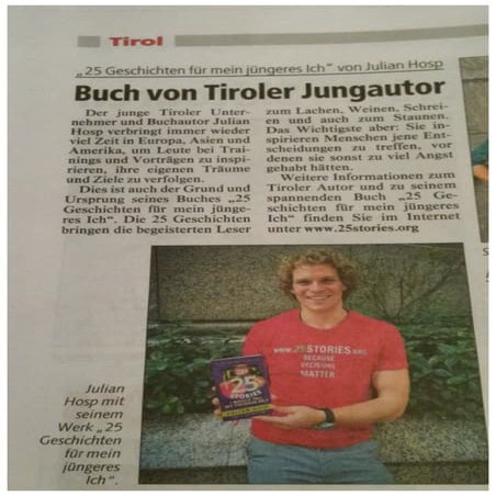 Julian Hosp mit seinem Buch 25 Geschichten in Kronenzeitung | PDF
