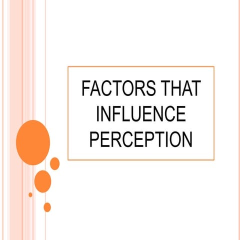 Factors that influence Perception