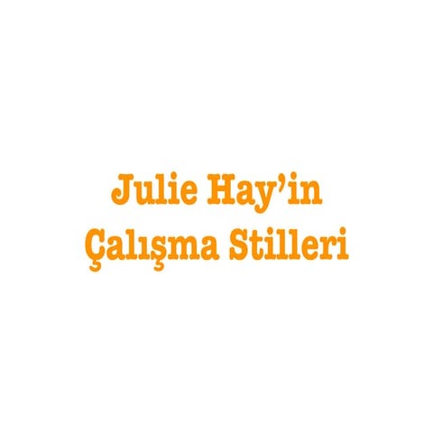 Julie Hay'in Çalışma Stilleri Atölye Çalışması-Scrum Master
