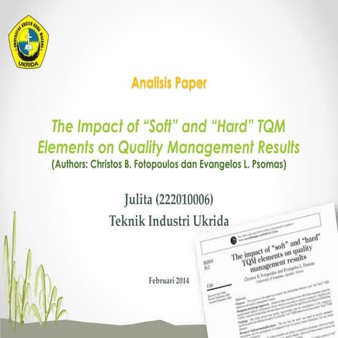 Review Paper_The impact of soft and hard tqm elements on quality management results
