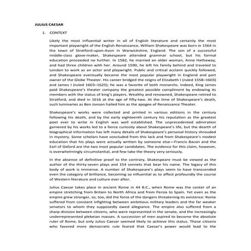 Julius Caesar - Summary