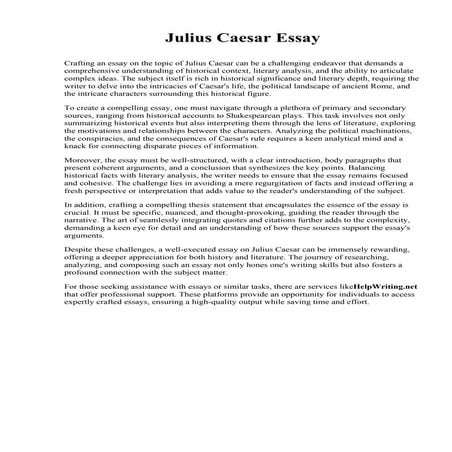 Julius Caesar Essay. Moberly Area Community College