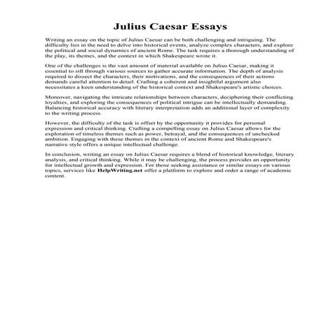 Julius Caesar Essays. Julius Caesar Essay  Essay on Julius Caesar for Student...