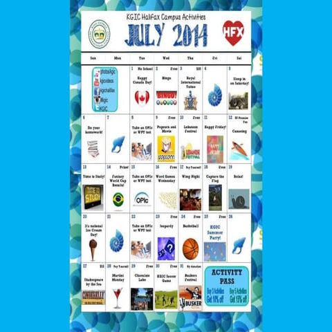 KGIC Halifax- July Activities