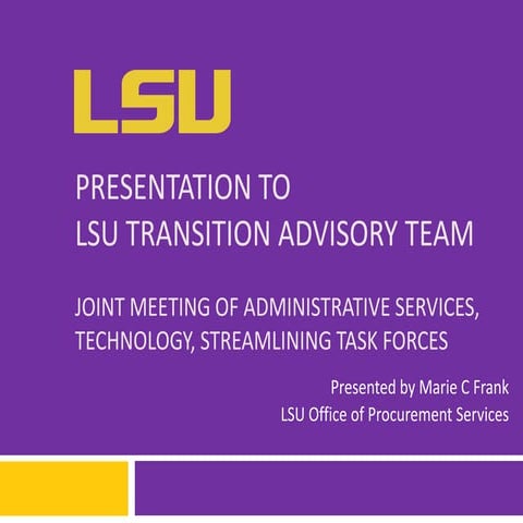 July 15 Presentation to Transition Advisroy Team on Procurement