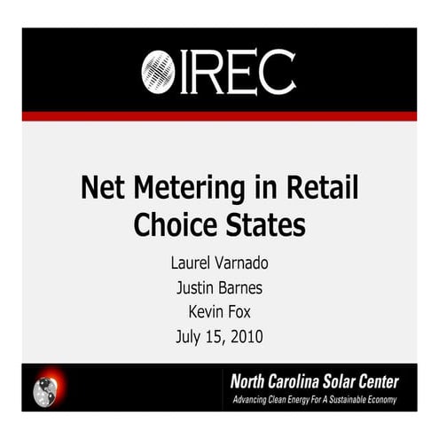 Net Metering in Retail Choice States