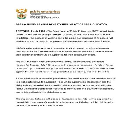 Saa statement business rescue | PDF