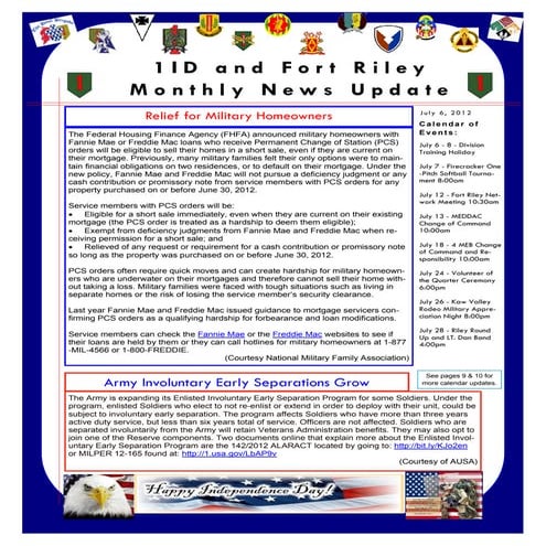 1ID and Fort Riley Monthly News Update