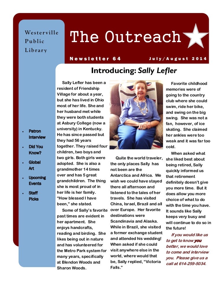 July 2014 Outreach Newsletter