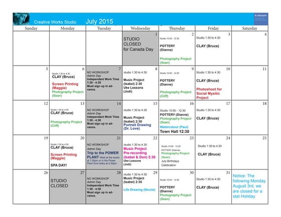 April 2015 Program Calendar | PPT