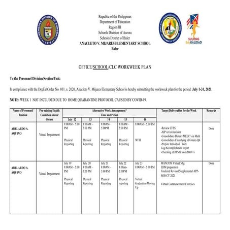 July  2021 workweek plan final.docx