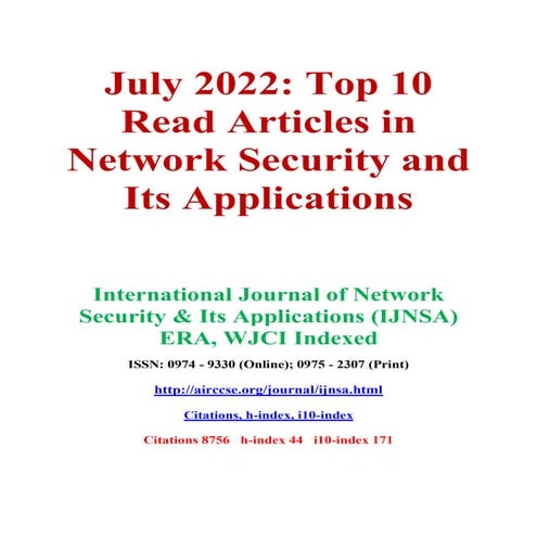 July 2022 - Top 10 Read Articles in Network Security & Its Applications