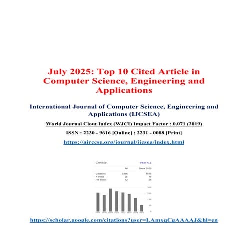 July 2025: Top 10 Cited Article in  Computer Science, Engineering and  Applications