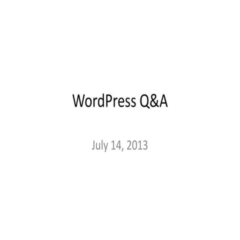 WordPress Questions and Answers Session