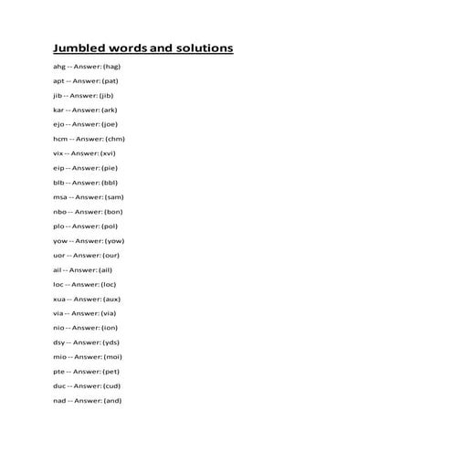 Jumble Solver Jumble Answer Jumble Words For Today (April 16)