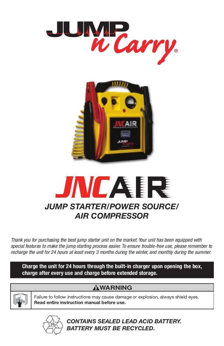 Jump NCarry JNCAIR 1700 Peak Amp 12V Jump Starter with Air Compressor