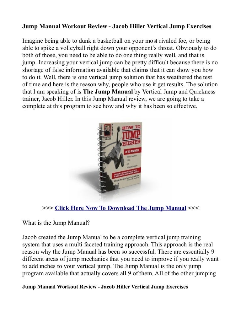 Jump Manual Workout Review Jacob Hiller Vertical Jump Exercises