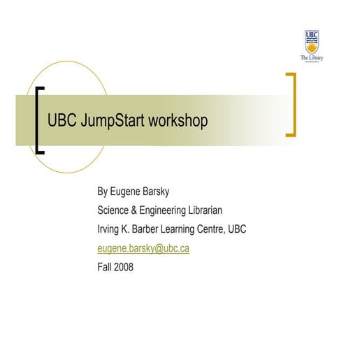 UBC JumpStart Science Library workshop