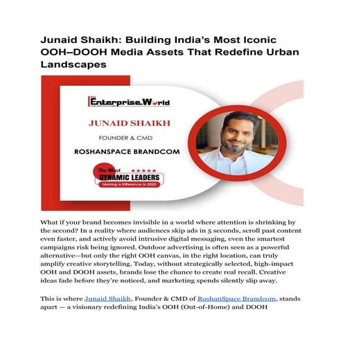 Junaid Shaikh_ Building India’s Most Iconic OOH–DOOH Media Assets That ...