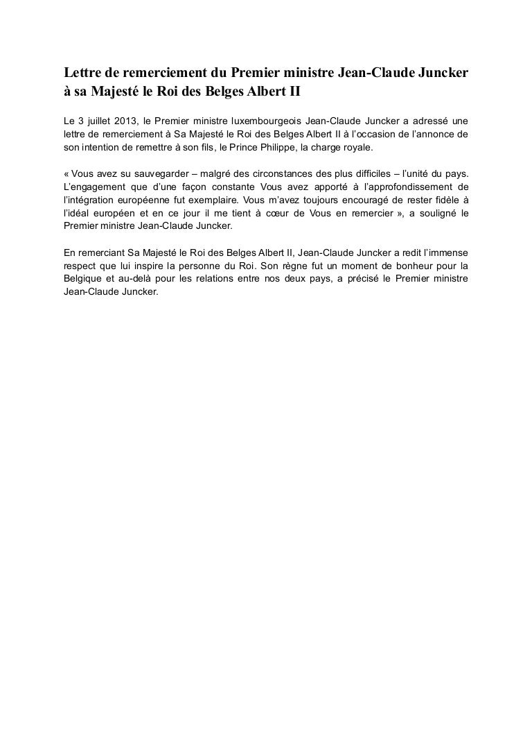 Lettre De Remerciement Du Premier Ministre Jean Claude Juncker Lettre De Remerciement Du Premier Ministre Jean Claude Juncker