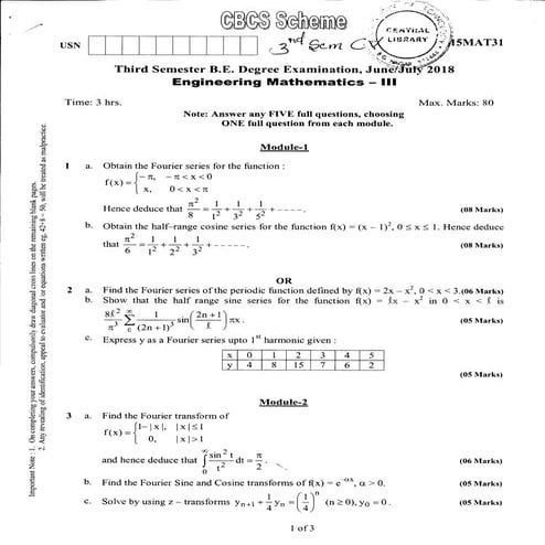 3rd Semester Civil Engineering Question Papers June/july 2018 