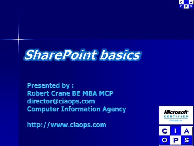 Presentation at SMBITPro meeting June 2009