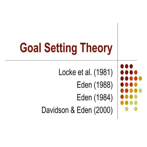 Goal setting theory by loxke et al(1981) eden (1988) eden (1988) Davison &Ede...