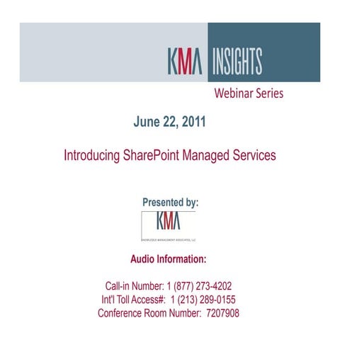 Webinar: Intro to KMA's SharePoint Managed Services Offering