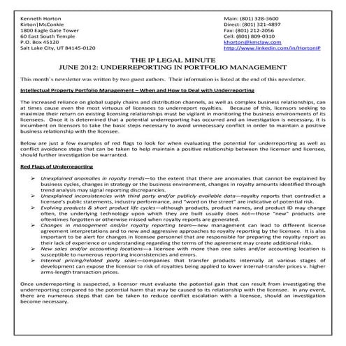 June 2012 IP Legal Minute