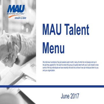 June 2017 Top Talent Menu